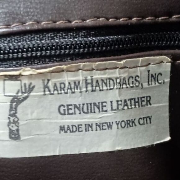 Vtg 80s Leather Crossbody Bag Chain Strap Brown Suede Clasp Lock Karam USA‎ Made - Picture 14 of 16